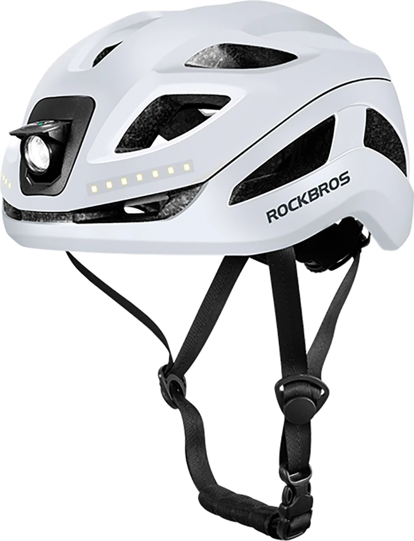 Helmetë biçiklete Rockbros ZK-077, 57-61 cm, me ndriçim të integruar USB-C, e bardhë
