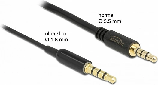 Kabllo zgjatëse audio DeLOCK 3.5mm 4-pin (TRRS) mashkull-në-femër, 0.5 m, e zezë/argjend