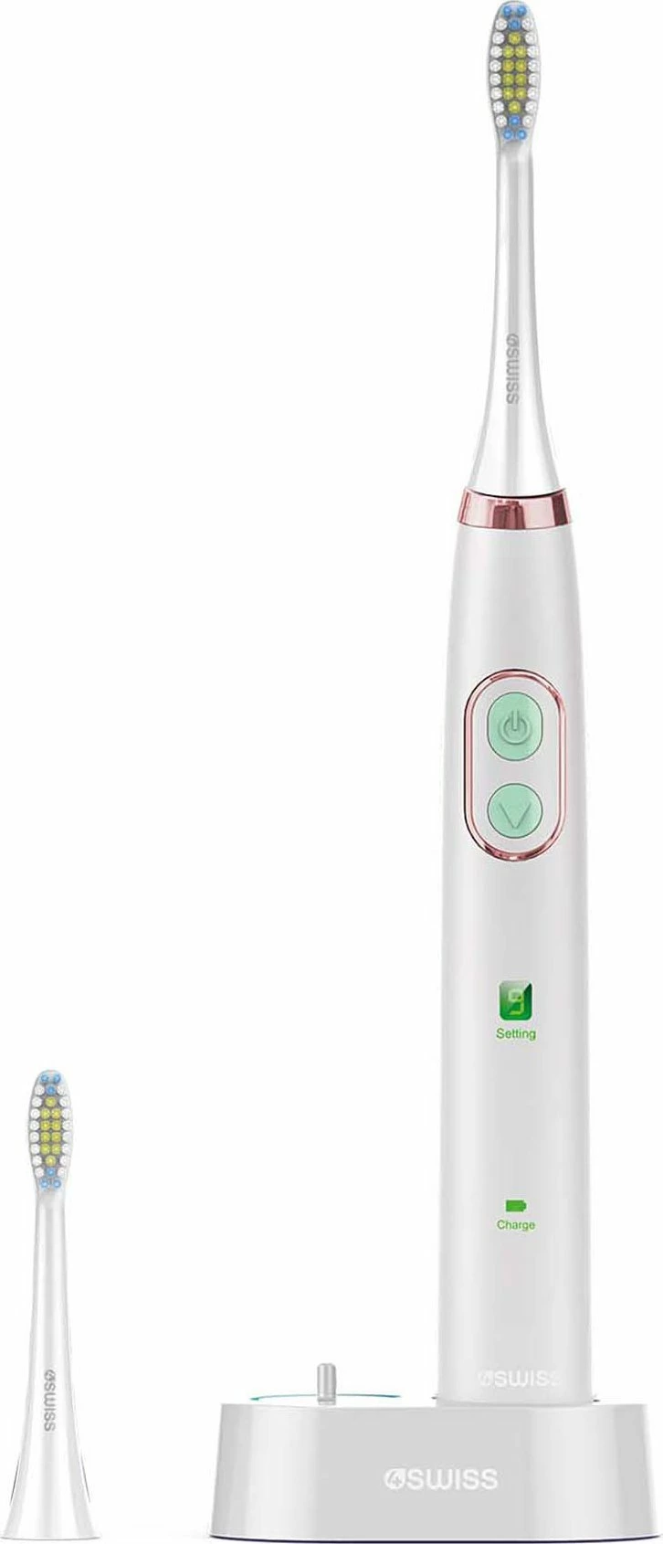 Furçë dhëmbësh elektrike sonike 4Swiss ST212 Sensitive Care Golden Edition, 2 koka + këllëf udhëtimi, e bardhë