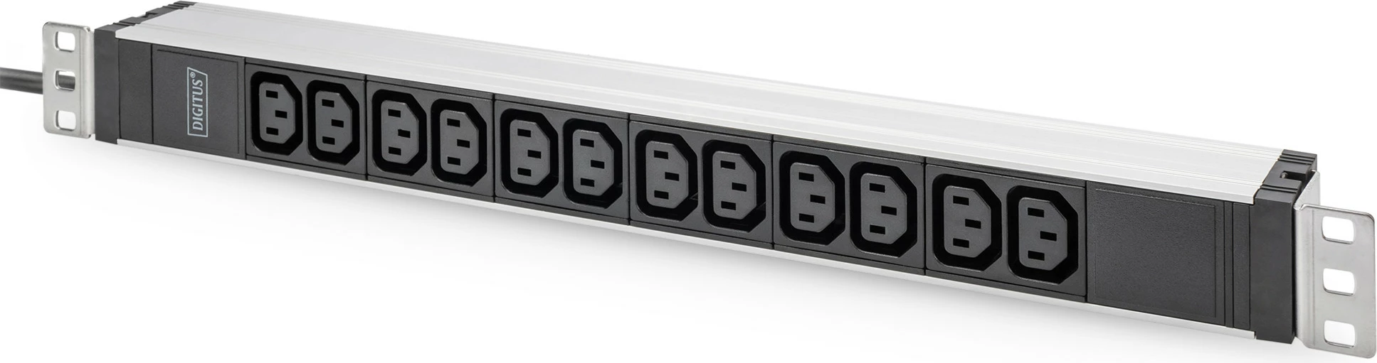 Listë prizash Digitus PDU 1U, 12x C13, 16A, alumini