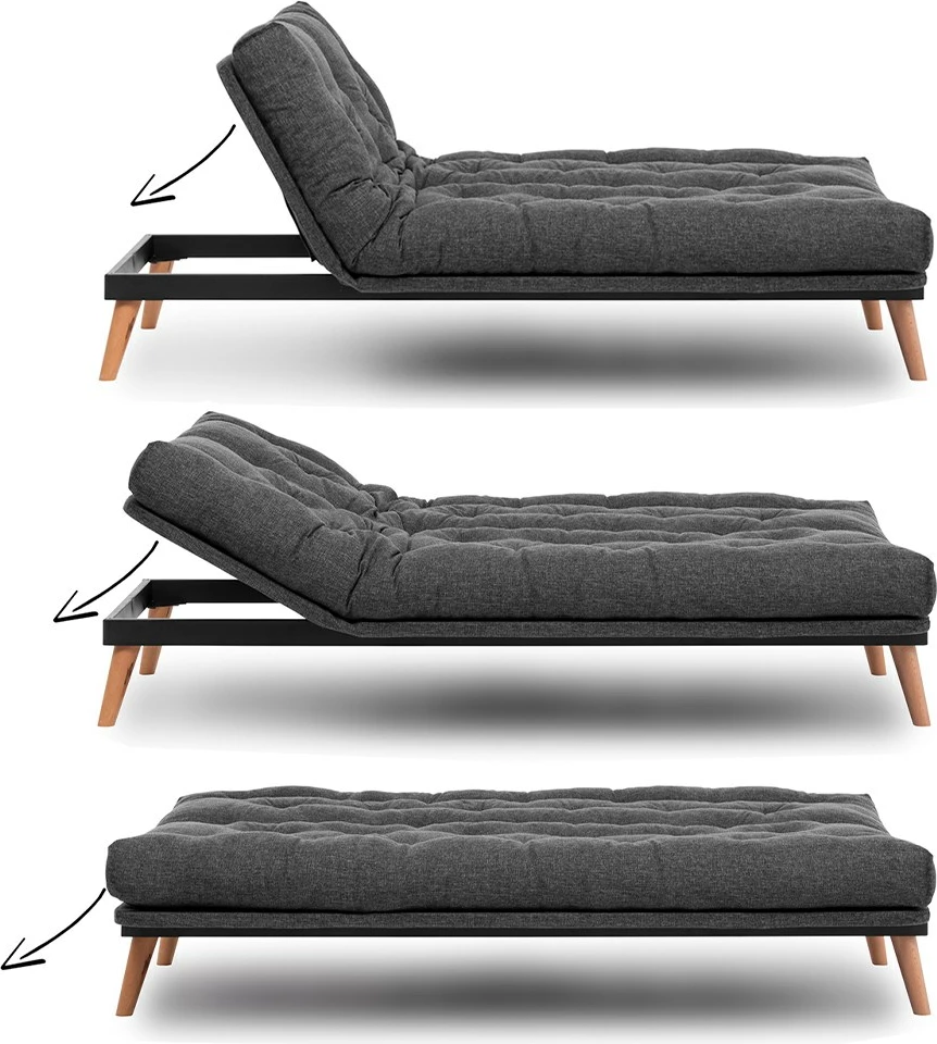 Divan-krevat treshe, Atelier del Sofa, Saki, ngjyrë gri e errët
