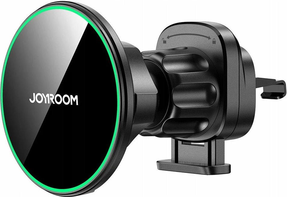 Mbajtës magnetik për celular Joyroom JR-ZS412, karikues wireless Qi2 15W, montim në grilë ventilimi, USB-C, kompatibil 4.7-7", me kabllo, i zi