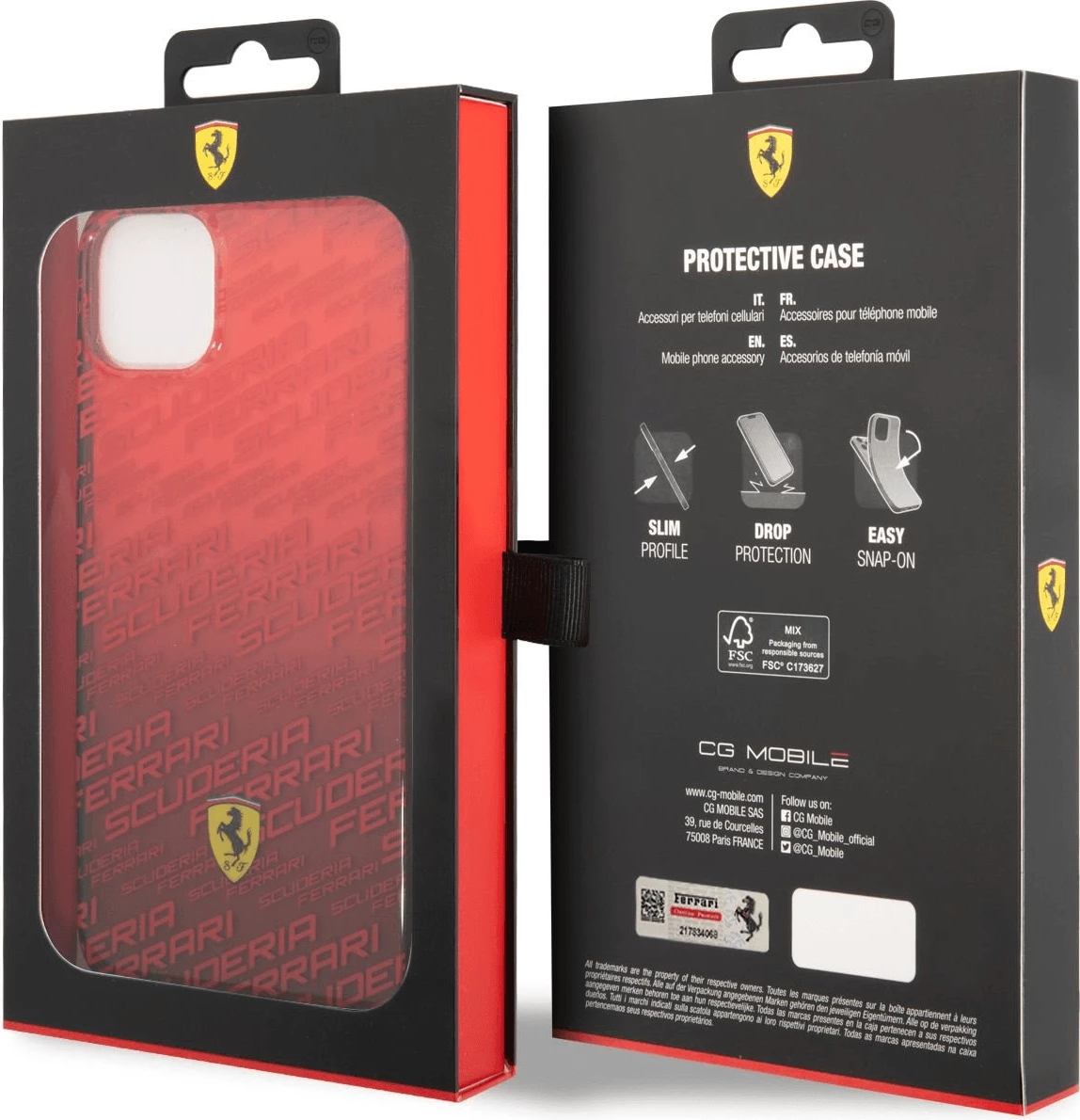 Mbështjellës silikoni Ferrari Scuderia Ferrari FEHCP14MEAOR për iPhone 14 Plus, i kuq