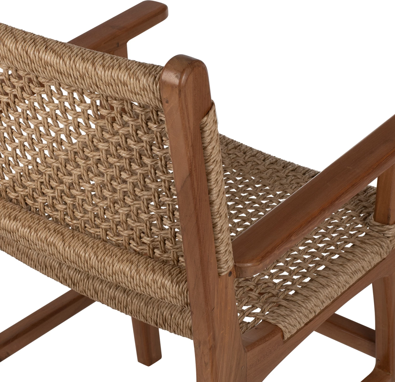 Karrige me krahë, dru teak, ngjyrë natyrale, litar rattan, 54x58x88H cm, FH9385.01