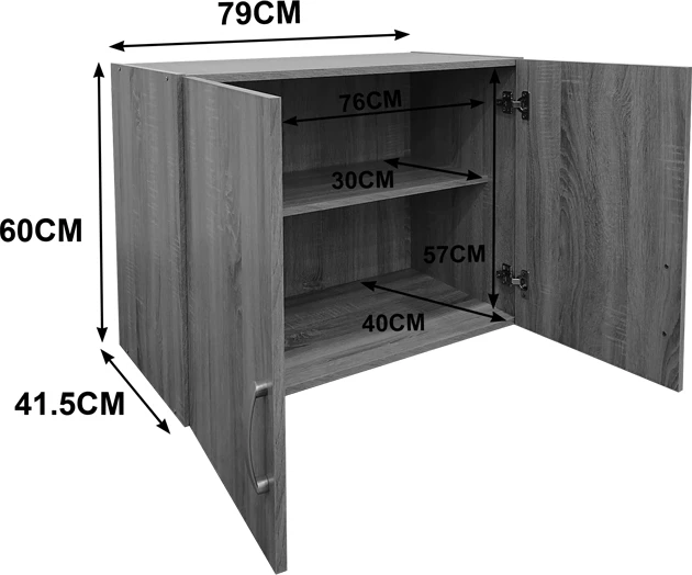 Dollap dy-dyerësh Lego loft, ngjyrë sonoma-gri e errët, 79x41.5x60cm