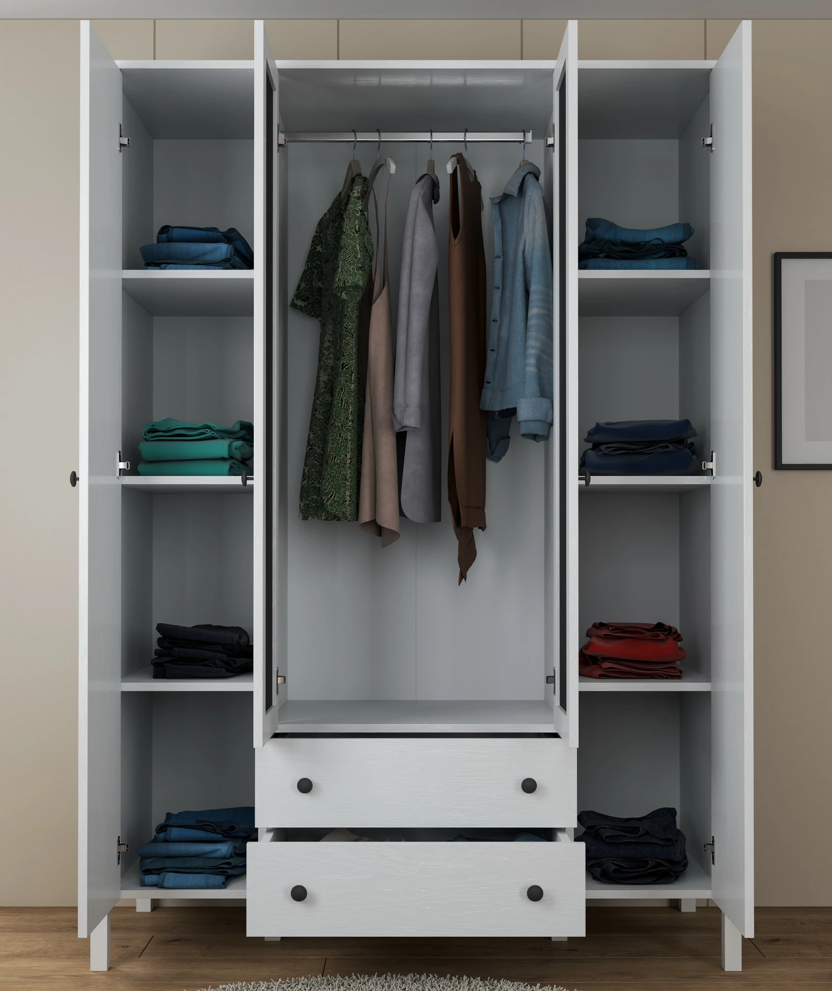 Dollap Hanah Home, FRN-20012, ngjyrë druri dhe e bardhë