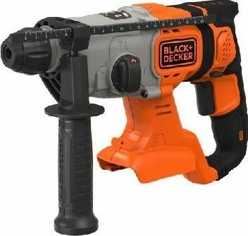 Çekiç shpues rrotullues cordless Black&Decker BCD900B 18 V SDS-Plus, 1.2 J, max 18 mm beton, portokalli/zi, pa bateri/karikues, me burgji SDS-Plus 6 mm