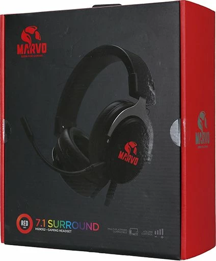 Kufje gaming Marvo HG9052 7.1 me mikrofon të shkëputshëm, me kabllo, USB/3.5 mm, Gri