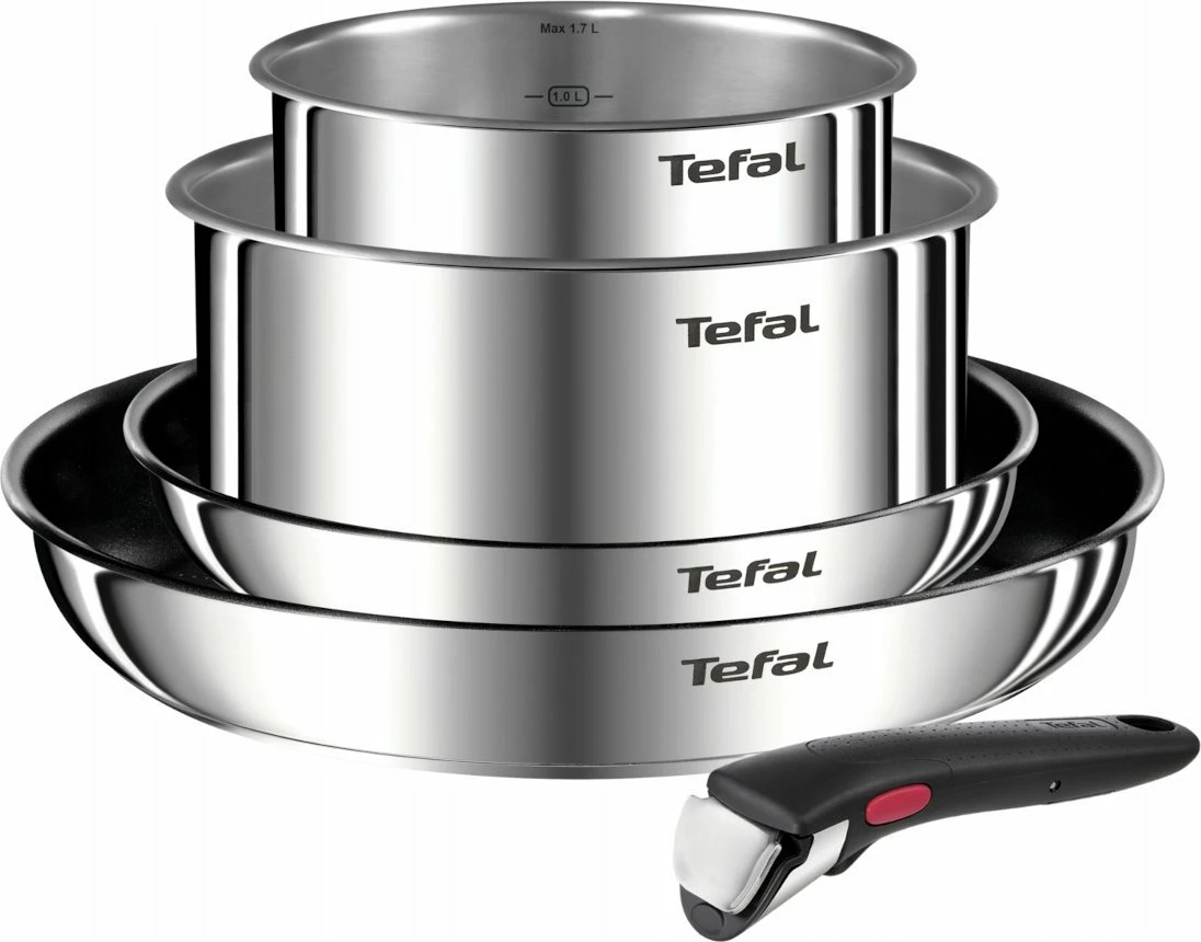 Set tiganësh dhe tenxheresh Tefal Ingenio Emotion L897S574, 5 copë, argjend