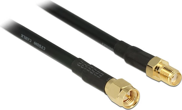 Kabllo RF koaksiale DeLOCK CFD200 Low Loss, SMA mashkull në SMA femër, 0.9m, e zezë