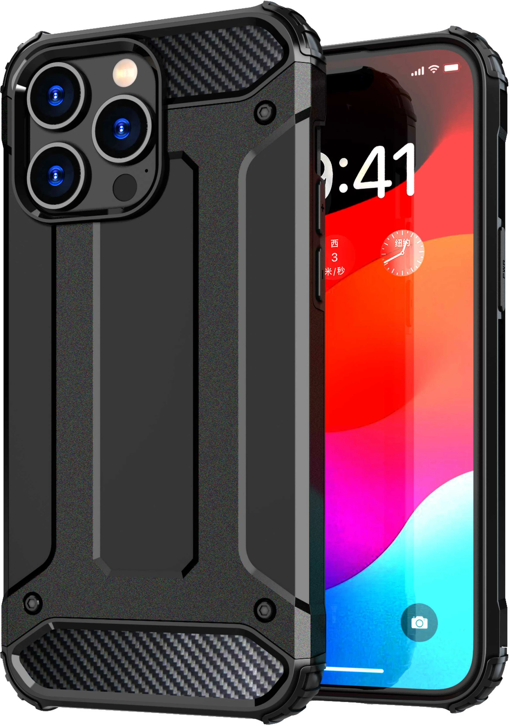 Mbështjellës Hurtel Hybrid Armor për iPhone 15 Pro Max, i zi