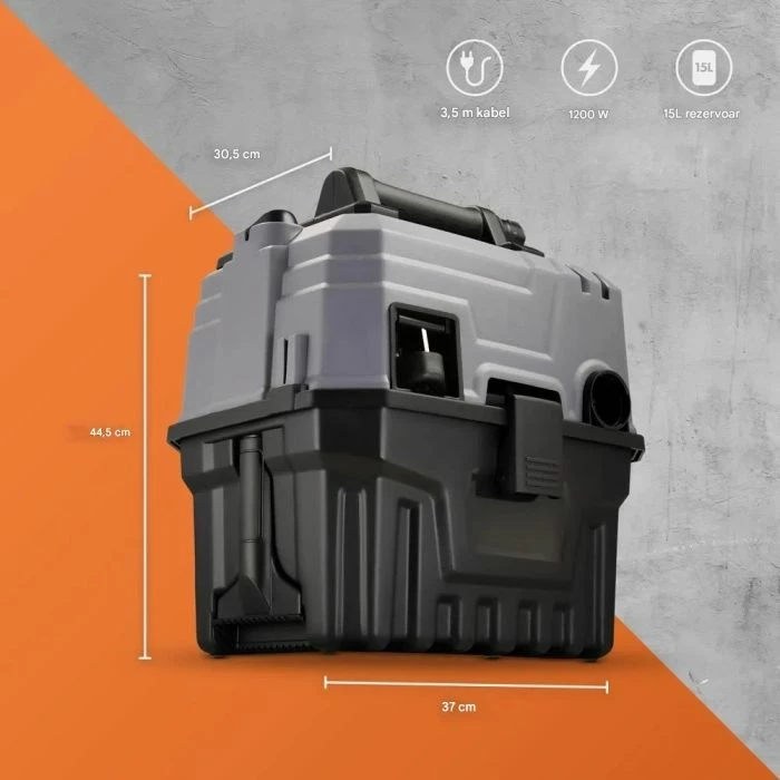 Fshesë me korrent VONHAUS 3500391 për të lagësht dhe të thatë, 1200 W, rezervuar 15 L, funksion fryrje, gri/zezë