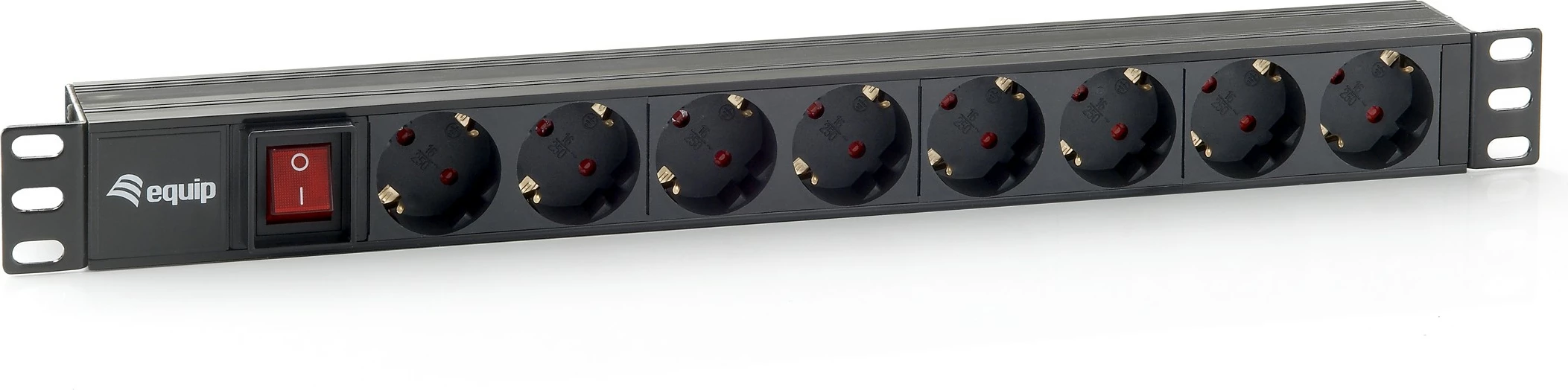 Njësi shpërndarëse rryme Equip 8 dalje, 1U, plastikë, 1.8m, e zezë