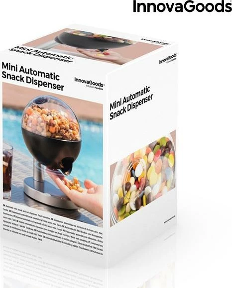 Dispenser automatik për karamele dhe fruta të thata InnovaGoods V0100914, me sensor prekës, 3x AAA, e zezë/argjendtë