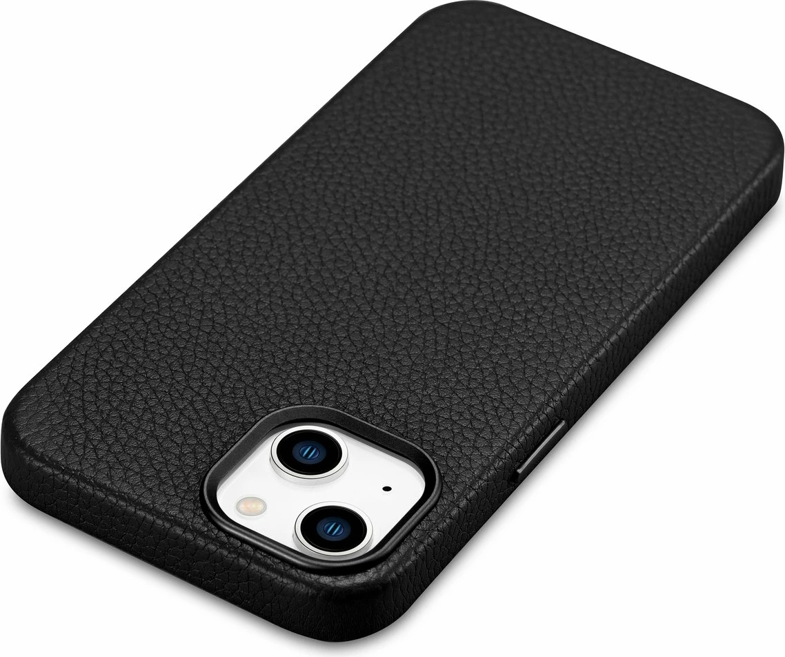 Mbështjellës iCarer Litchi Premium lëkurë për iPhone 14 Plus me MagSafe, i zi