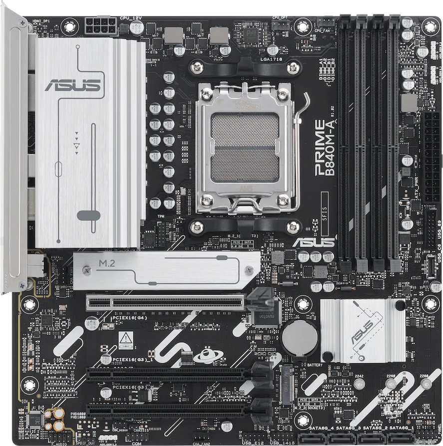 Pllakë amë ASUS PRIME B840M-A-CSM, AM5, mATX, DDR5 4xDIMM, 3xM.2, 4xSATA, PCIe 4.0, 2.5GbE, 2xDisplayPort, HDMI, Aura Sync