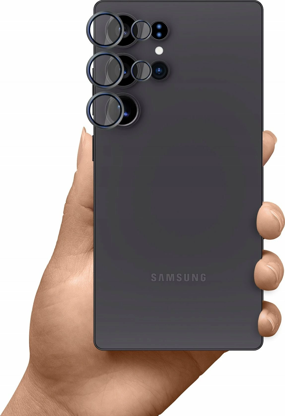 Mbrojtës xhami i kalitur për lente kamere 3MK HARDY Lens Protection Pro për Samsung Galaxy S25 Ultra, 9H, i zi, set 1 copë