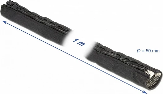 Mbështjellës i thurur EMI DeLOCK, 1 m x 50 mm, me zinxhir, rezistent në nxehtësi, i zi