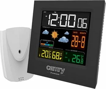 Stacion moti Camry CR 1166, ekran elektronik me ngjyra, sensor i jashtëm, i zi