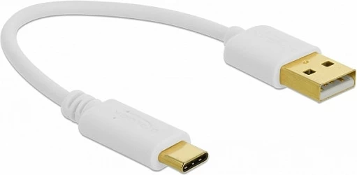 Kabllo karikimi DeLOCK USB-A në USB-C, 15 cm, 3A, e bardhë