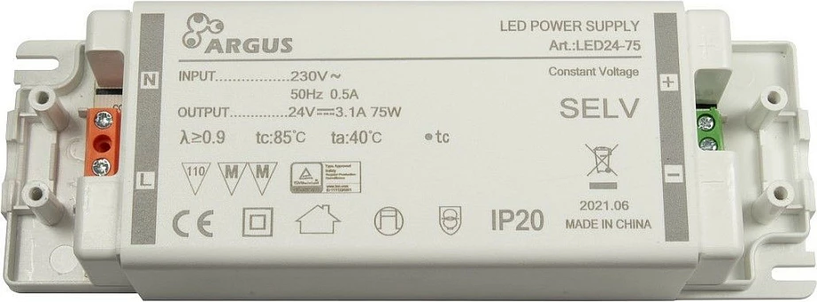 Trafo LED Inter-Tech LED24-75, 75W, 24V, 3.1A, IP20