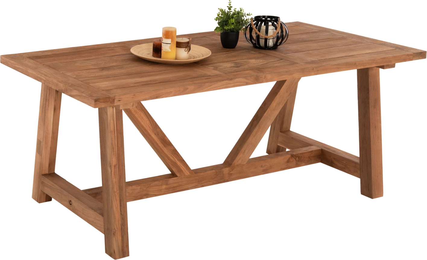 Tavolinë ngrënieje, dru TEAK i ricikluar, ngjyrë natyrale, 200x100x75H cm