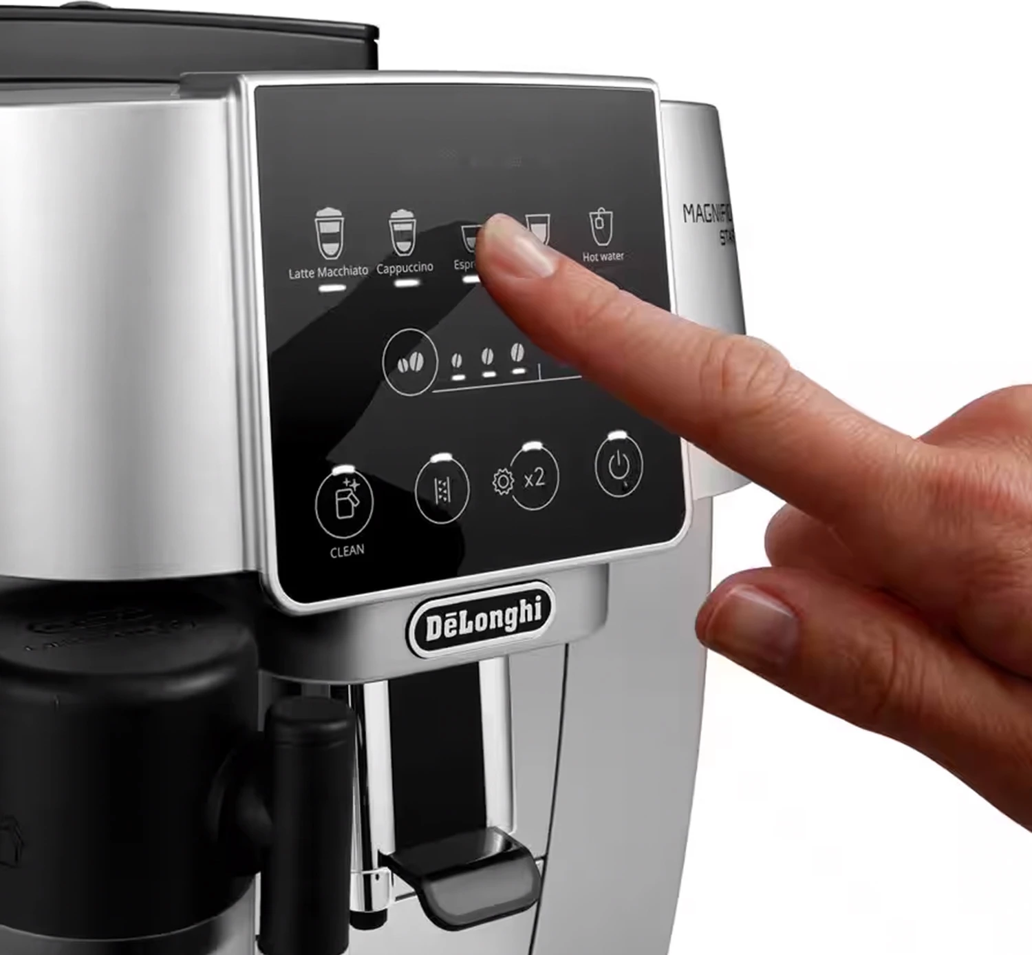 Makinë kafeje automatike DeLonghi Magnifica Start ECAM220.80.SB 15 bar, rezervuar 1.8 L, depo kokrra 250 g, panel touch, LatteCrema Hot, Argjend/zi