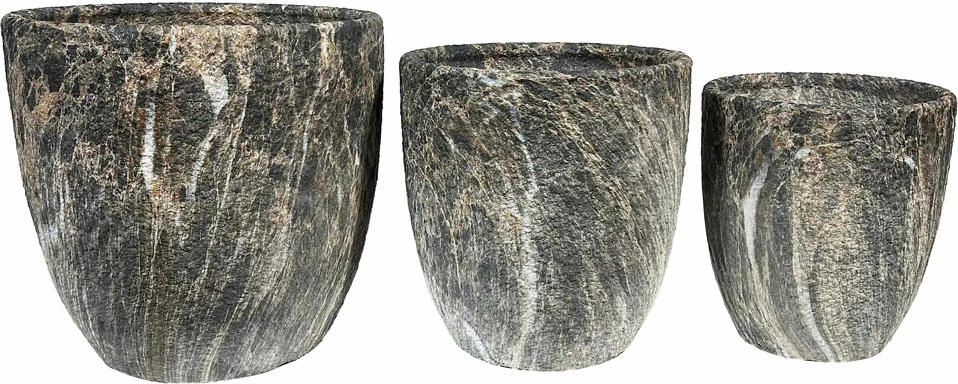 Set vazo për lule prej qeramike, 3 copë, ngjyrë antracit-bezhë, 30x30x31cm