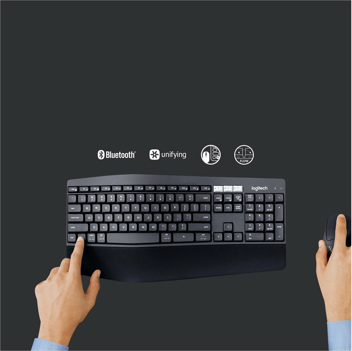 Tastierë dhe maus Logitech MK850 RF Wireless + Bluetooth, QWERTZ, e zezë