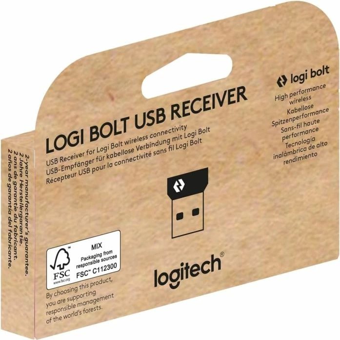 USB marrës Logitech Logi Bolt 956-000008, USB-A, deri 6 pajisje, rreze 10 m, gri/e zezë, 1 copë