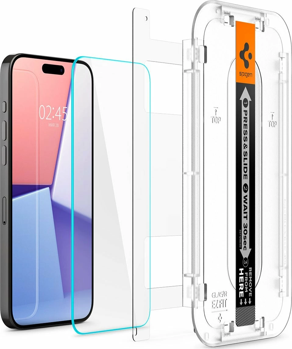 Xham mbrojtës ekrani Spigen Glass tR EZ Fit AGL06872 për iPhone 15 Pro Max, transparent, 2 copë