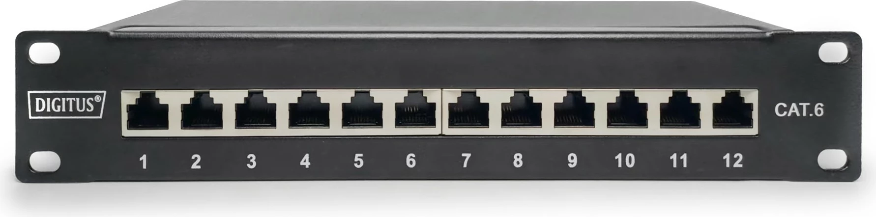 Patchpanel Digitus 12-portë Cat6, 1U, i zi