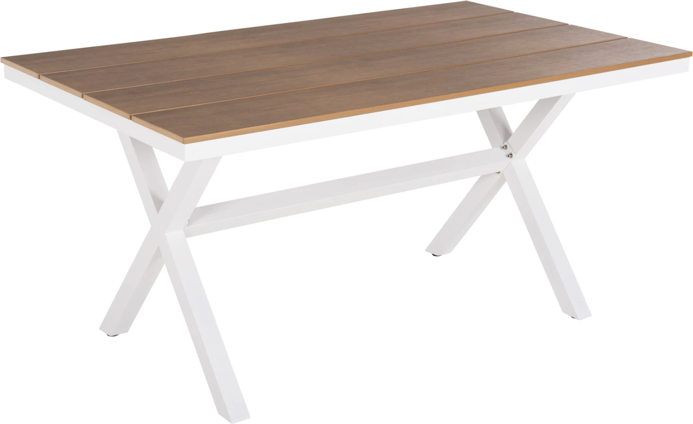 Tavolinë drejtkëndore alumini, TAWNEE, ngjyrë e bardhë, polivud, 150x89.5x73H cm