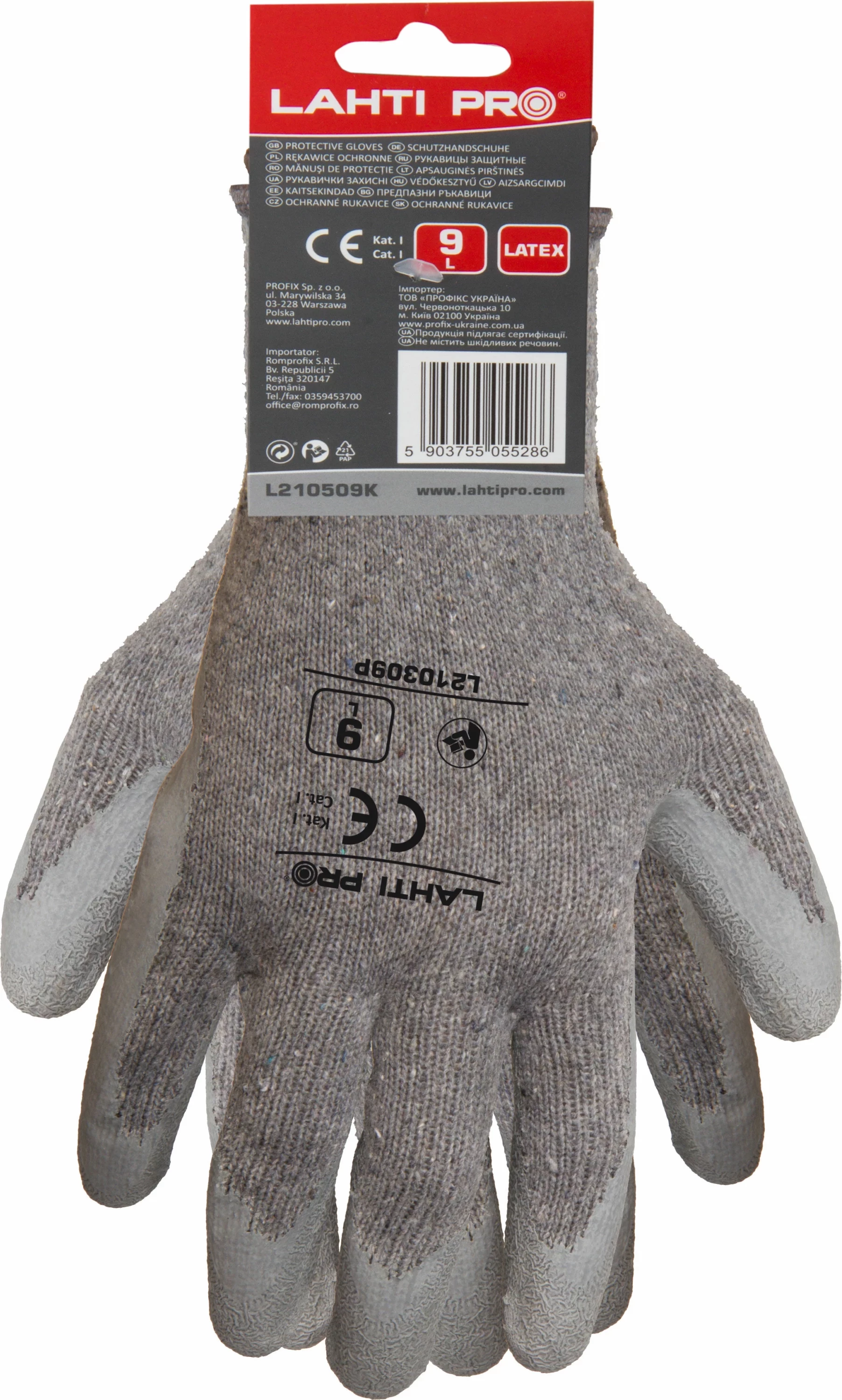 Doreza mbrojtëse latex LAHTI PRO L210310K XL, gri