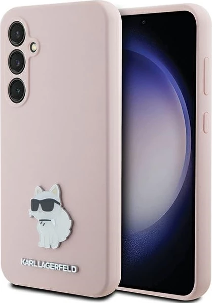 Mbështjellës Karl Lagerfeld Silicone Choupette Metal Pin për Samsung Galaxy S23 FE, Rozë