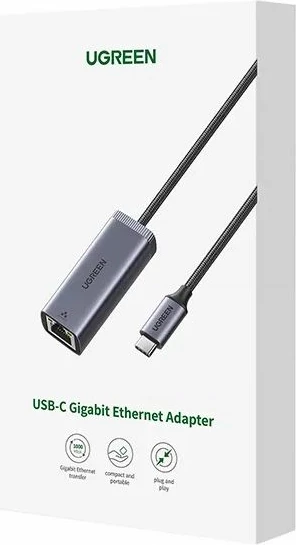 adapter rrjeti USB-C në RJ45 Gigabit UGREEN 50737 10/100/1000 Mbps, argjendtë