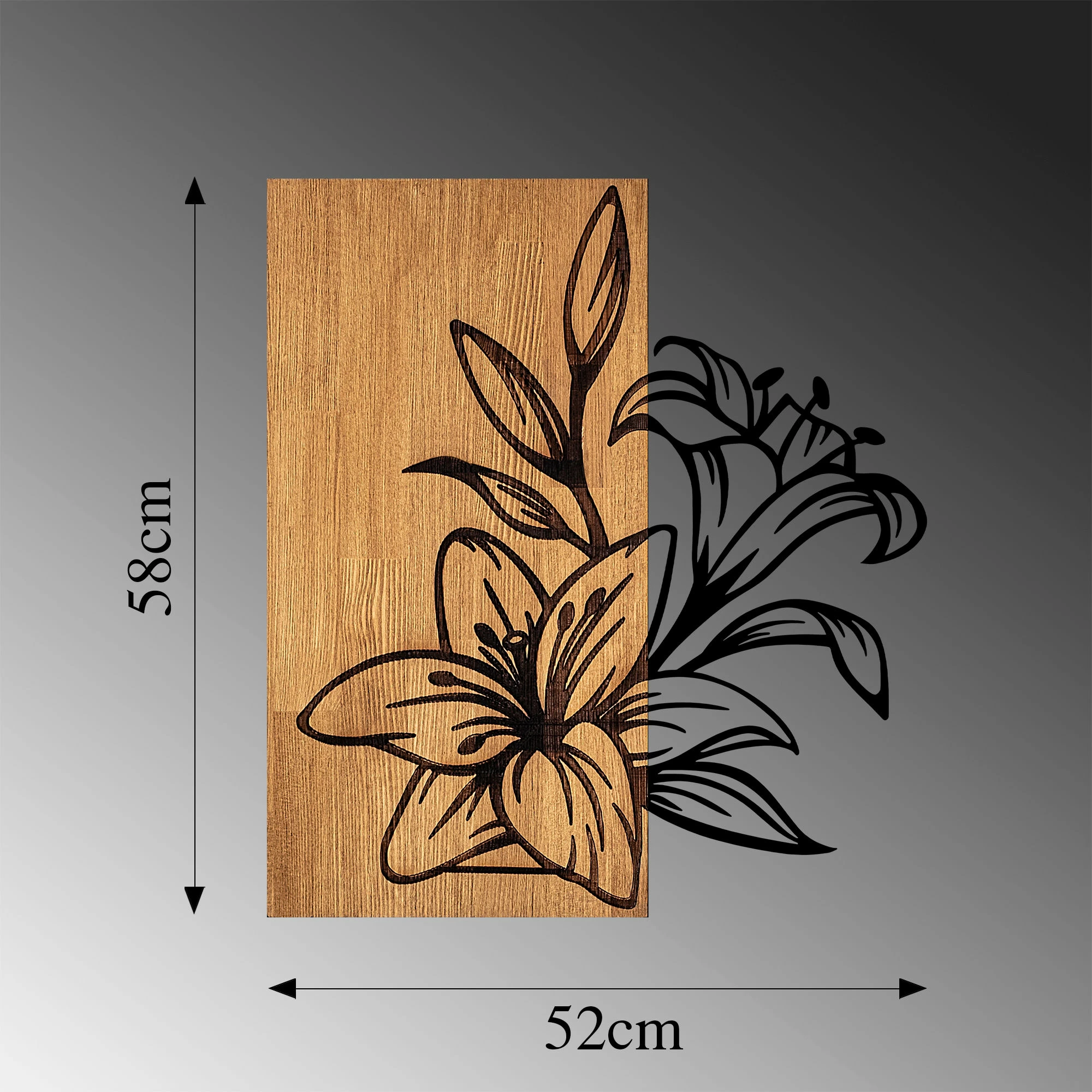 Aksesor dekorativ muri prej druri, Wallity, MA-280, ngjyrë arrë dhe e zezë