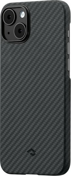 Mbështjellës Pitaka MagEZ Case 4 për iPhone 15 Plus, MagSafe, fibër aramidi, ultra i hollë, zi/gri twill 7