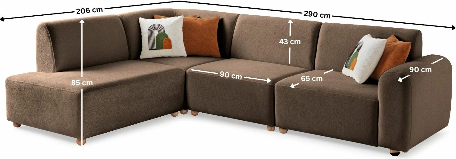 Këndare S-Loft, ngjyrë kafe, Atelier del Sofa, majtas