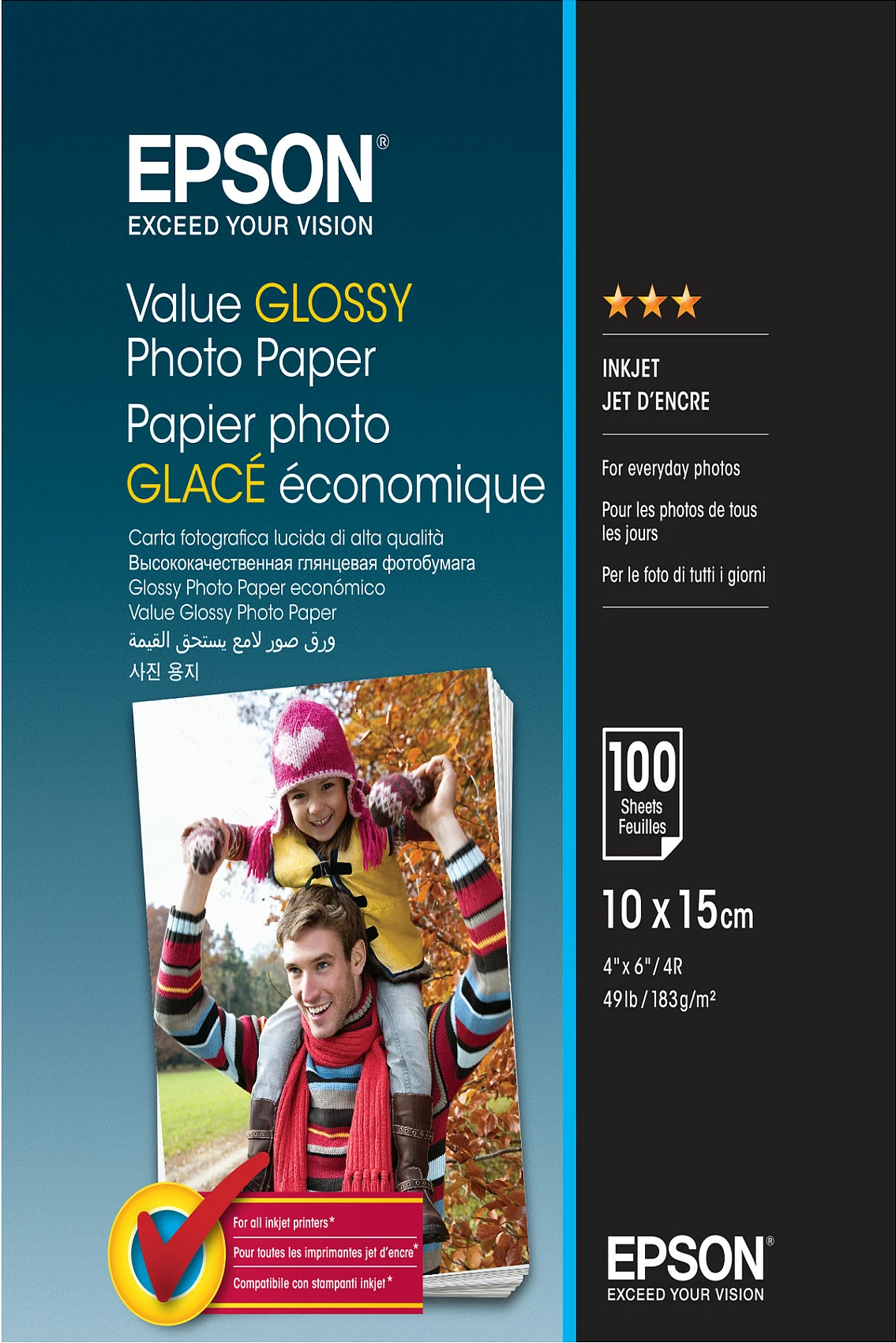 Letër foto Epson Value Glossy 10x15cm, 183 g/m², 100 fletë