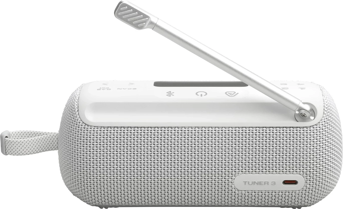 Radio portative JBL Tuner 3 DAB+/FM me Bluetooth, bateri deri 8 orë, e bardhë