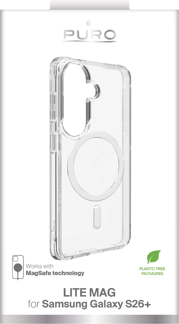 Mbështjellës Puro LITE MAG për Samsung Galaxy S26 Plus, kompatibil me MagSafe, TPU, transparent