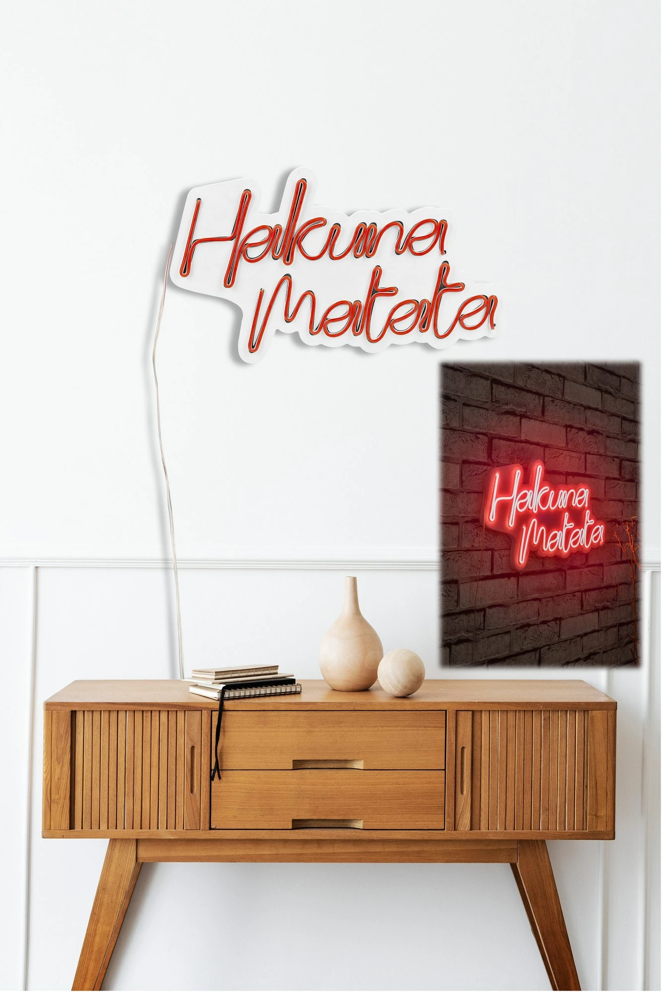 Dritë dekorative murale LED, plastikë, Hakuna Matata, e kuqe