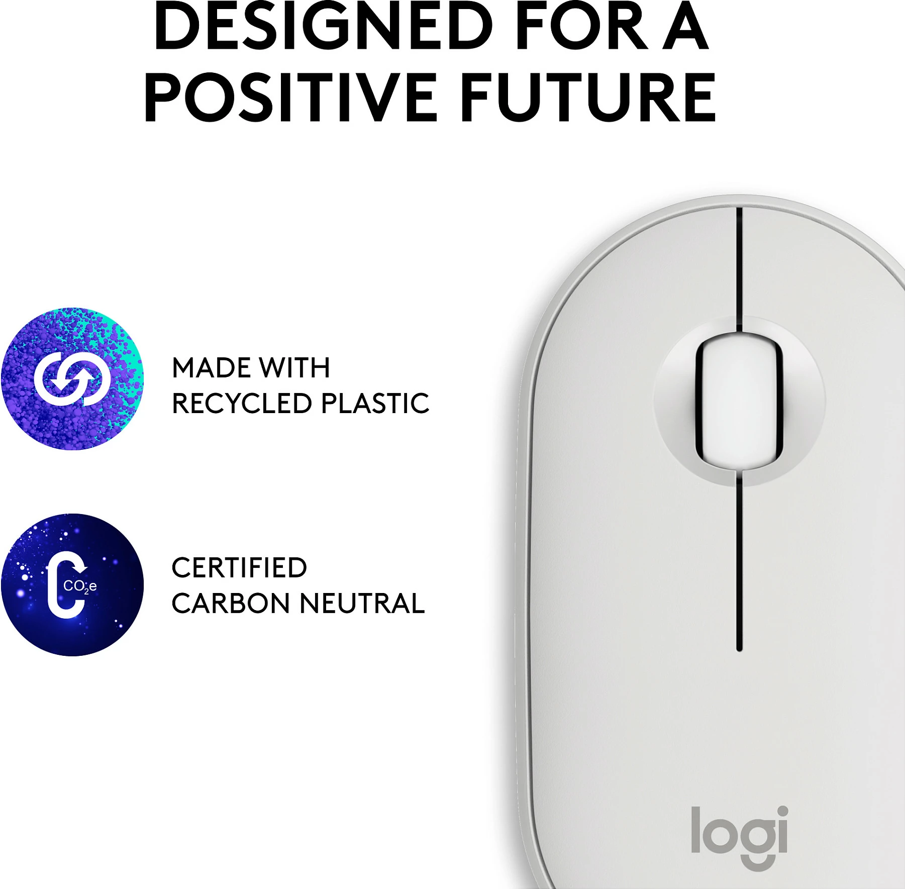 Maus Logitech Pebble 2 M350s, 4000 DPI, RF Wireless + Bluetooth, Bardhë