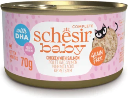 Ushqim për kotele Schesir Baby pulë & salmon, 70 gr