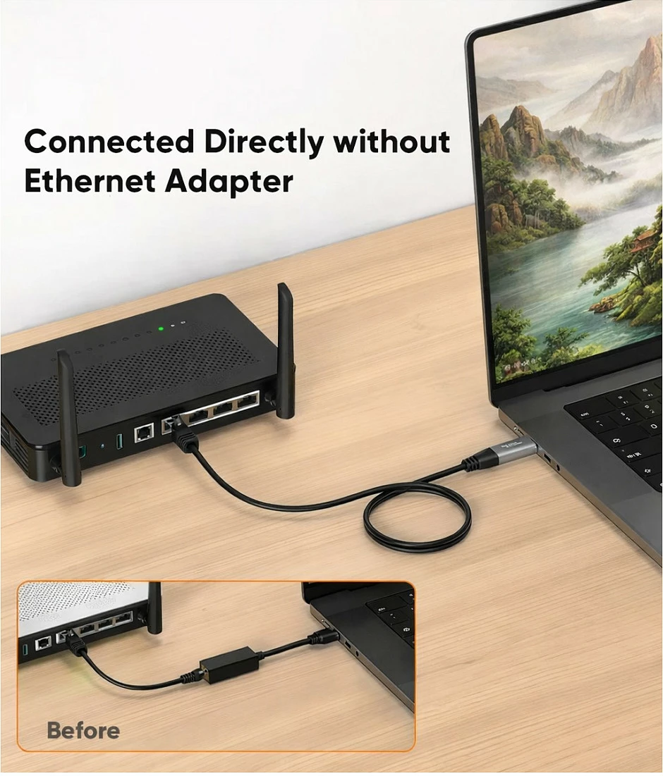 Adapter rrjeti EQUIP Gigabit USB-C+USB-A në RJ45, 5m, i zi