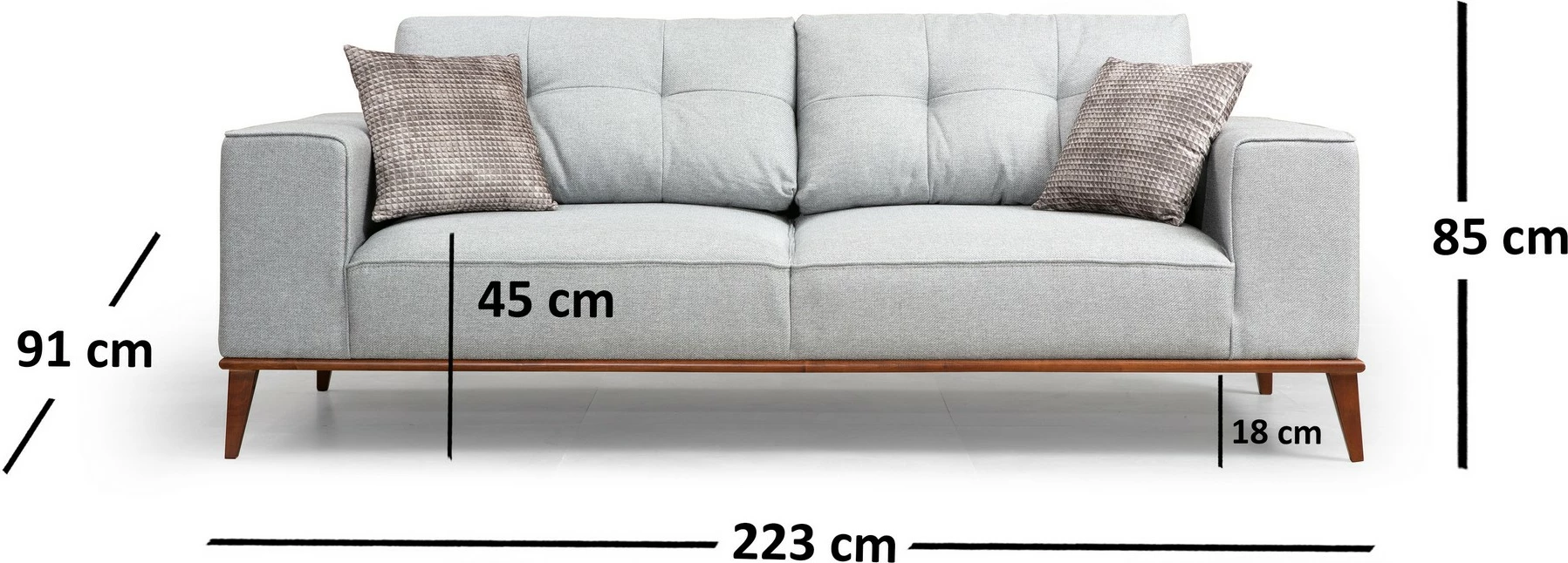Krevat-sofa treshe Montana, ngjyrë gri, Atelier del Sofa