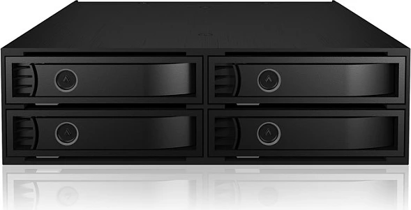 Kafaz SSD ICY BOX IB-2242U2K, 5.25", 4x 2.5" U.2 NVMe, hot-swap, me çelës, i zi