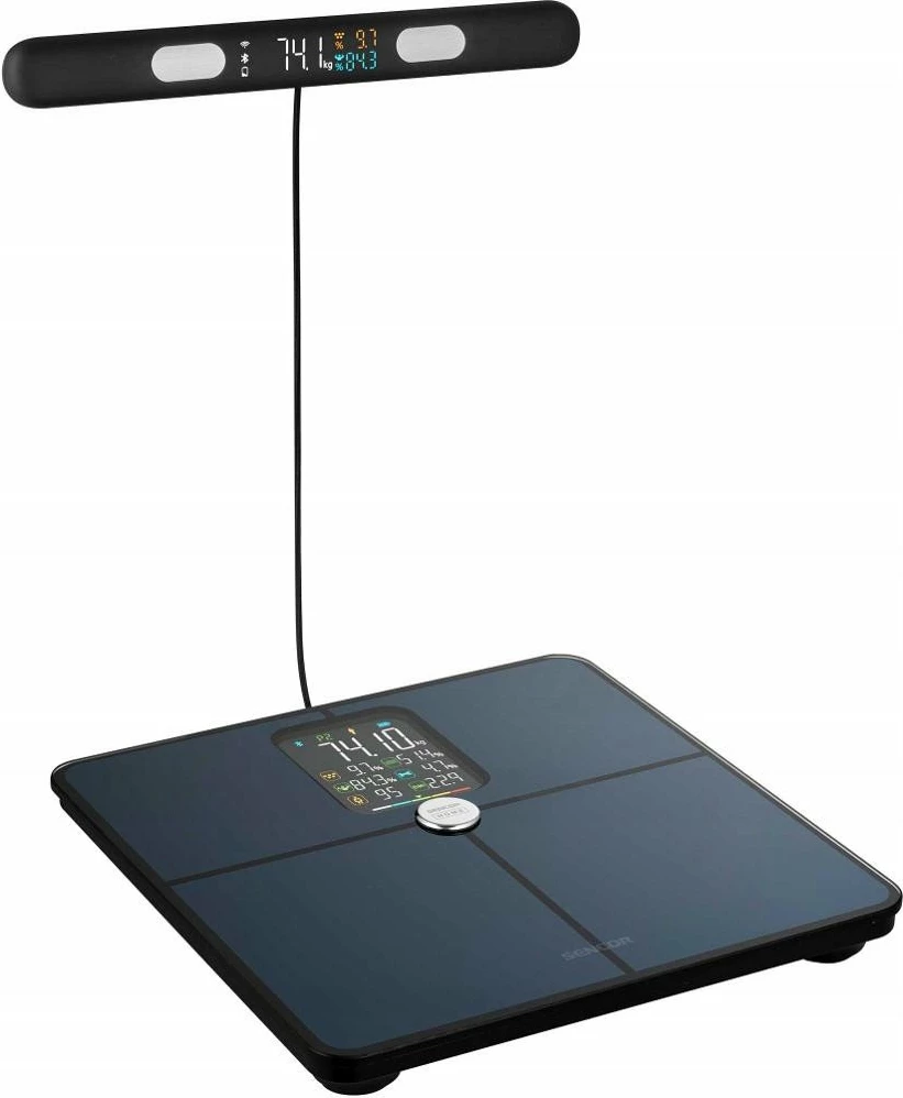 Peshore fitness me Bluetooth Sencor SBS 9102BK, analizë kompozimi trupor, xham i kalitur 6 mm, saktësi 100 g, bateri 4xAAA, e zezë