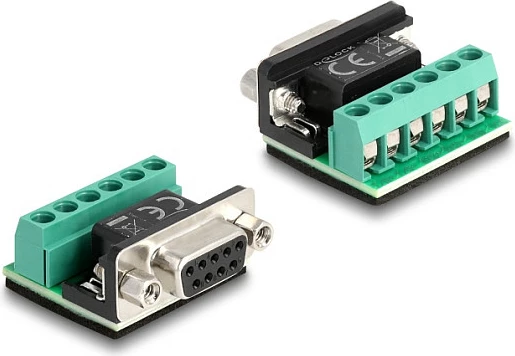 Adapter DeLOCK USB-C në Serial RS-422/RS-485 me terminal 6-pin, 0.5 m, zi/transparent